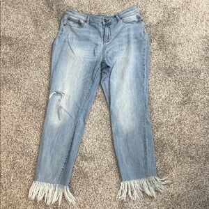 Armani Exchange Frayed Hem Light Blue Jeans